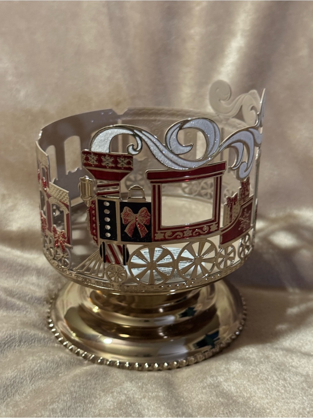 Bath and Body Works Train Red and Silver Decorative Train Candle Holder